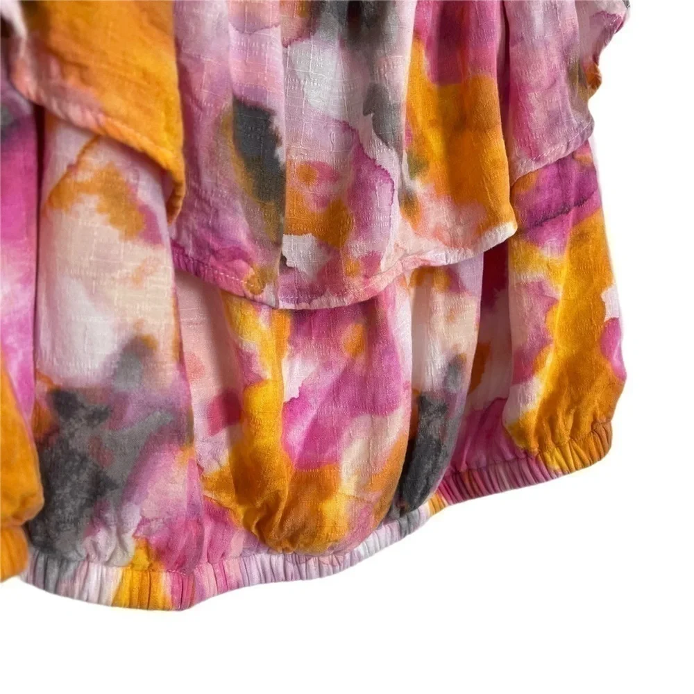 Torrid Top/Skirt Co-Ord Set Multi Watercolor Tie Dye Off Shoulder Matching 4X